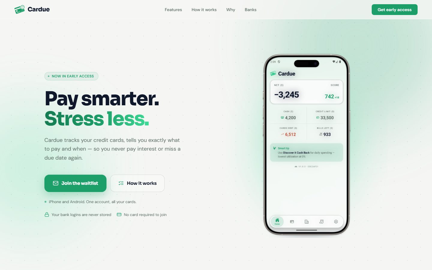 Cardue — credit cards and due dates